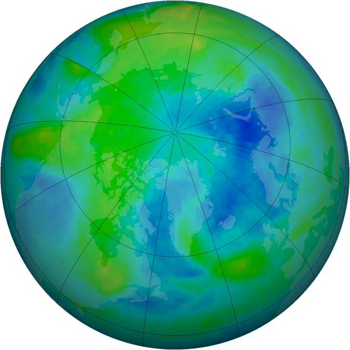 Arctic ozone map for 29 September 1992